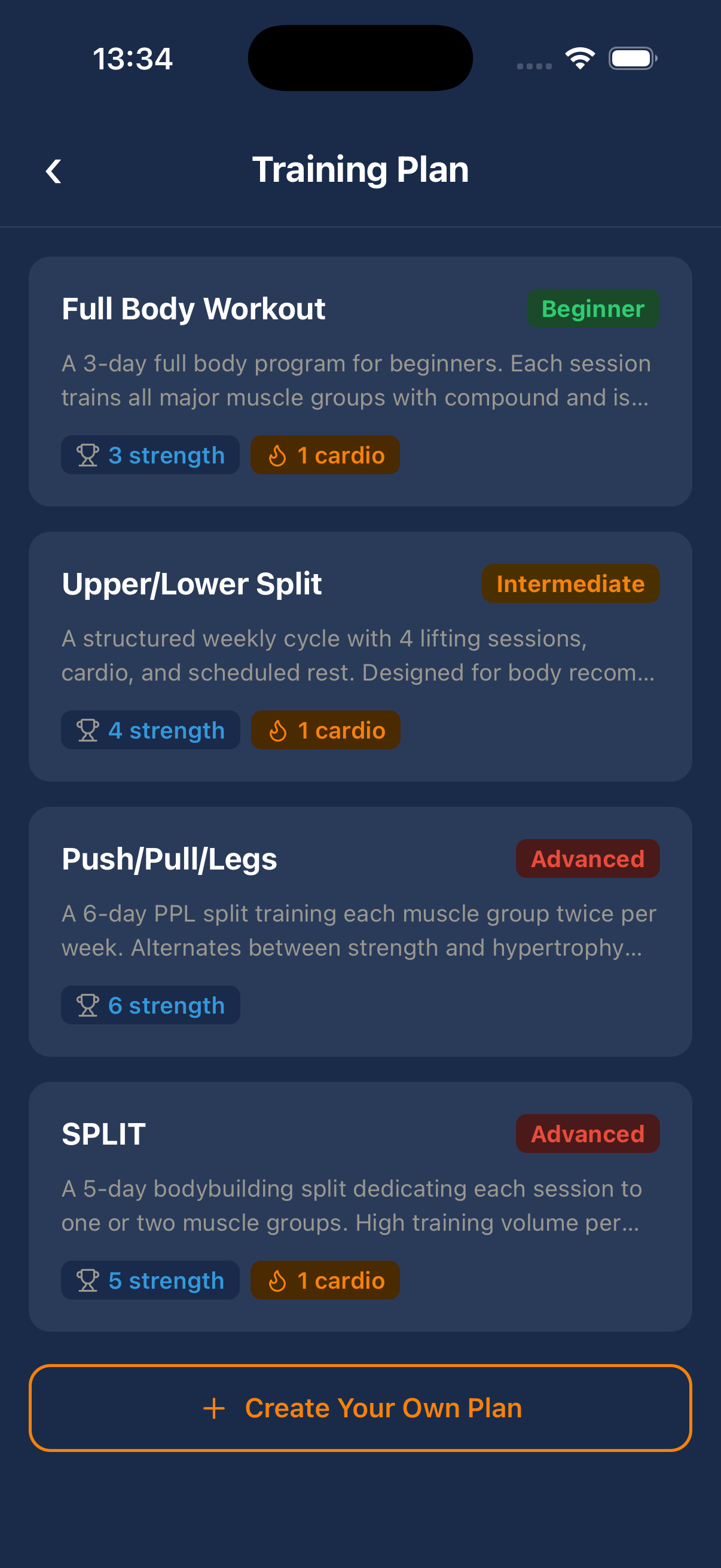 Training plans